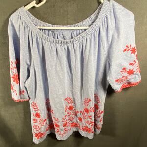 talbots women top Medium embroidered cottagecore boho floral western festival